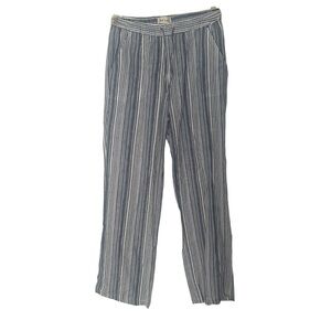 Land ‘n Sea Women’s Blue & White Striped Linen Relaxed Pants w/ Pockets Size S